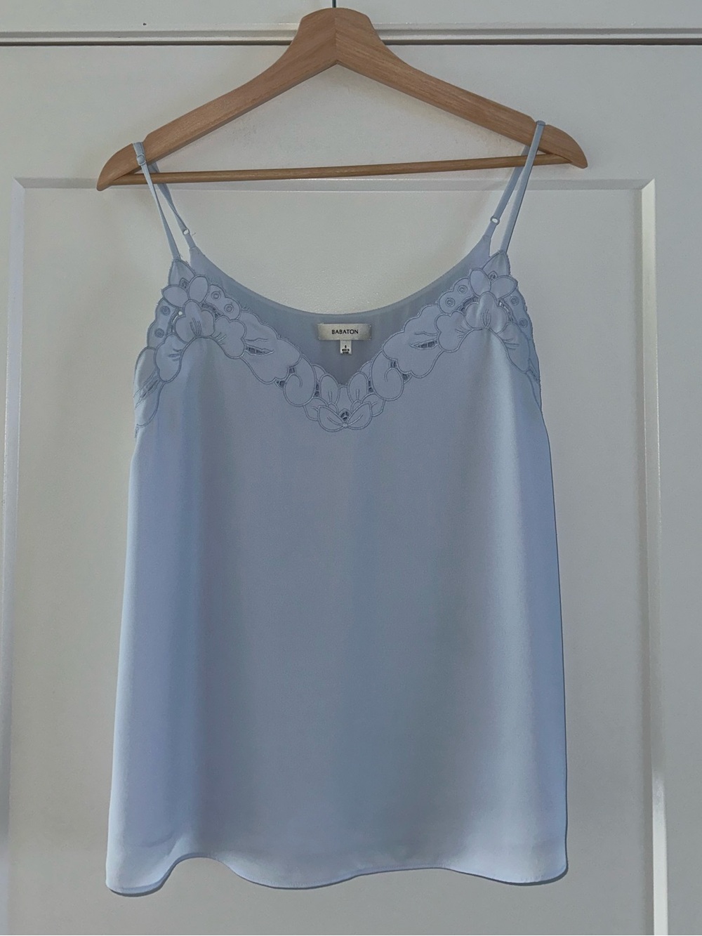 Babaton Aritzia Light Blue Embroidered Cami Tank Top, Size S
